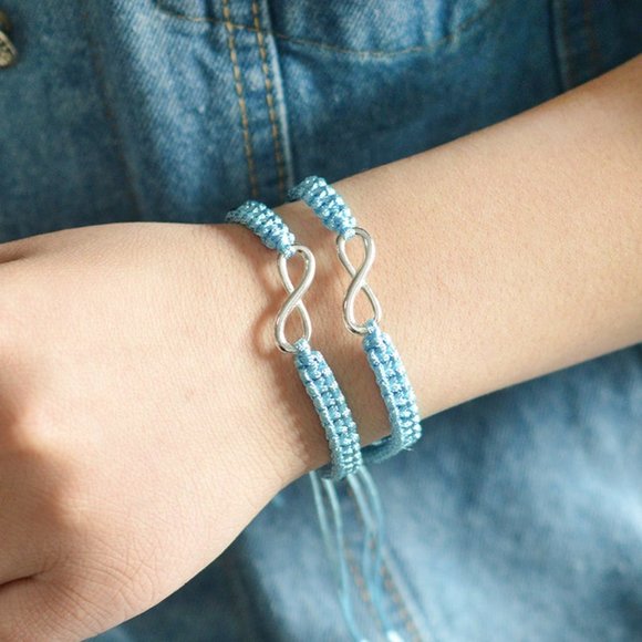 Handmade Infinity Braided Bracelet - Blue - Picture 1 of 7